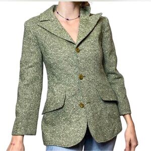 Vintage Young Pendleton Multi Color Green 100% Virgin Wool Blazer XS - Small